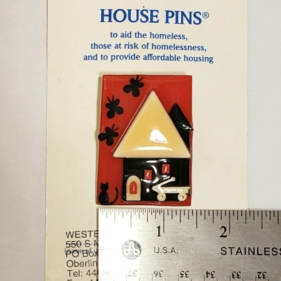 House Pin By Lucinda New With Butterflies, Cat and Wagon Red & Black - Picture 4 of 7